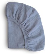 mushie Extra Soft Bassinet Muslin Crib Sheet | 30" x 16" (Baby Blue) - Image 2